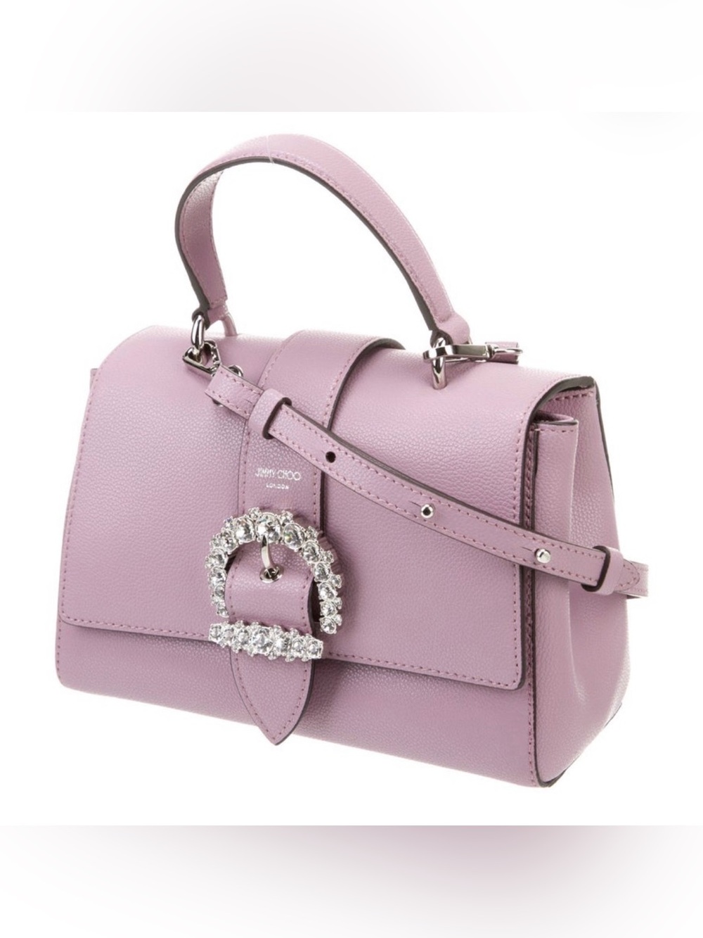 Jimmy Choo purple Leather Top-Handle Satchel with Crystal Buckle